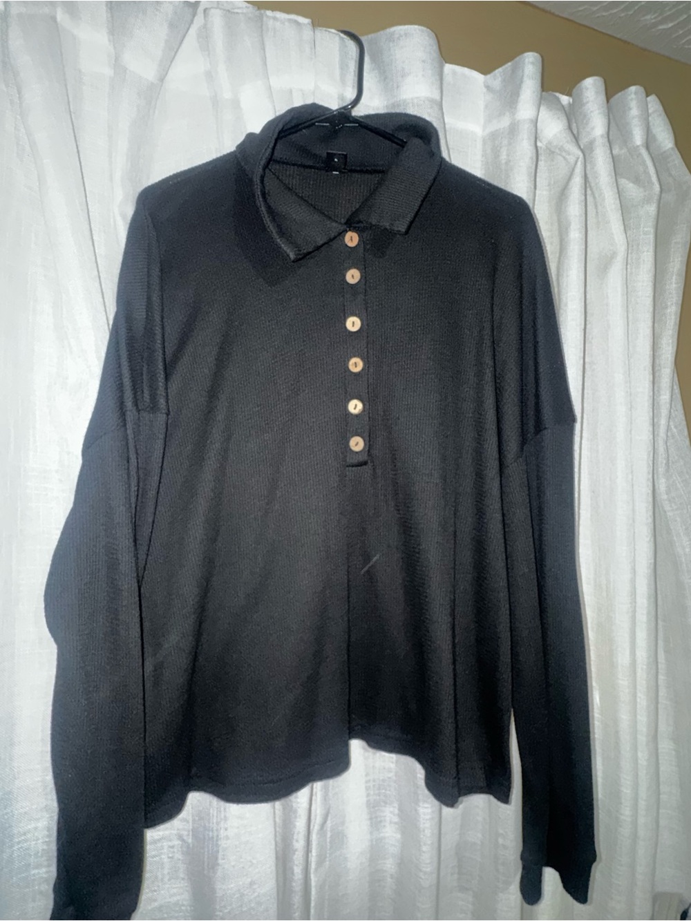 CHOISE Black Knit Polo Sweater